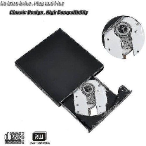 External CD DVD Drive USB 2.0 Slim Portable Burner Black 2