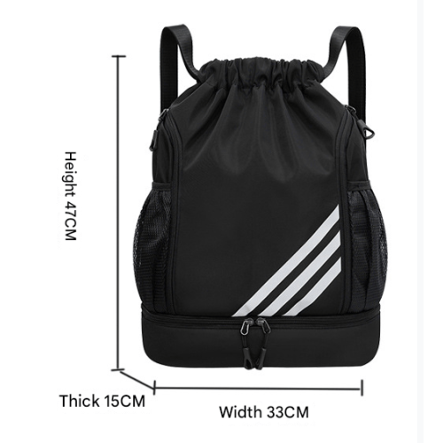 Waterproof drawstring gym bag black large 2