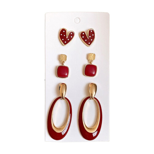 Women's Earring Set Silver Needle Acrylic 3 Pairs