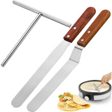 Crepes Distributor Set, Stainless Steel Crepe Spatula with 2 Spatulas, Crepes Accessories (Pack of 3)