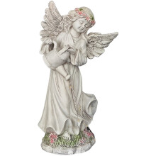 Angel Solar Lights Outdoor Garden, Resin Angel Statue with Warm Flowing Light Effect, Outdoor Garden Accent Gift,10 Inch