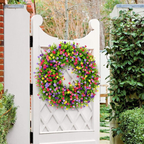 Ghirlanda artificiale per porta d'ingresso, 45 cm, primavera/estate