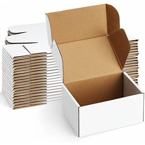 Verzenddozen 6x4x3 inch, wit, golfkarton, 25 stuks