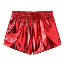 Shorts metálicos infantis com cintura elástica, tamanho 2-3 anos.