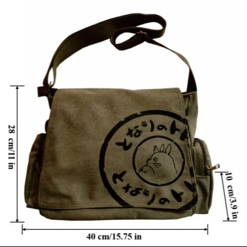 Totoro canvas messenger bag black student book bag 1