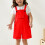 Girls Solid Color Adjustable Suspenders Jumpsuit with 2