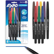 Set di pennarelli cancellabili a umido, punta fine, colori assortiti, confezione da 8 pezzi