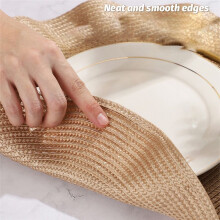 Wave Round Placemat, Round Anti-Scalding Mat, Dining Table Insulation Western-Style Placemat, Kitchen Table Mat,Silver