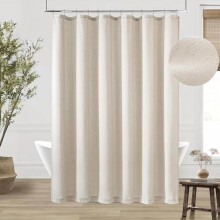 Dusjforheng i nøytralt lin, 72 x 72 tommer, vannavstøtende