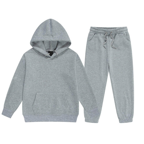 Conjunto de moletom infantil com capuz e calça, tamanho 12-13 anos.