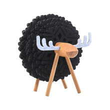 Sheep Shape Drink Coasters Cup Pads Insulated Round Cup Mats Home Office Table Decor Art Crafts Black