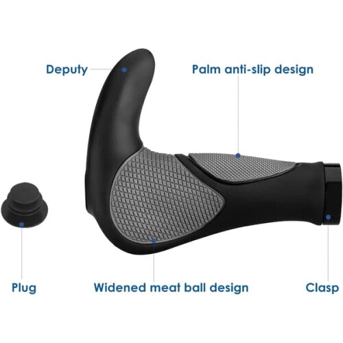 Ergonomic Bicycle Handlebars with Horns and Rubber Grips 1