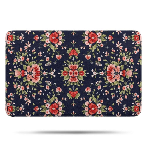 Tapete de banheiro floral antiderrapante em microfibra, 43 x 69 cm (17 x 27 polegadas)