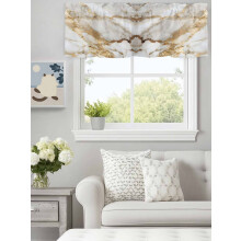 Watercolor Abstract Marble Valance with Gold Stripe 60x18in