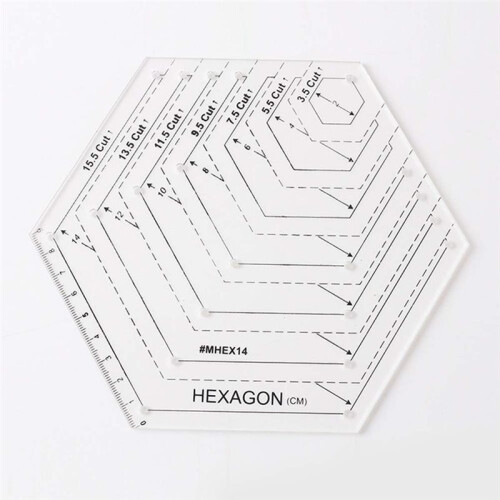 4Pcs Quilting Ruler Set, Clear Plastic Quilting Square Template Triangle Hexagon 45 60 Degree Ruler