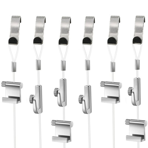 Picture Rail Hanging System Kit with Adjustable Hooks and 71"Cord for Art Displays