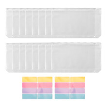 16 PièCes SéRies A6 Pochettes de Reliure 6 Trous Budget Enveloppes de TréSorerie Dossiers à Fermeture éClair Transparents pour Cahier de Reliure