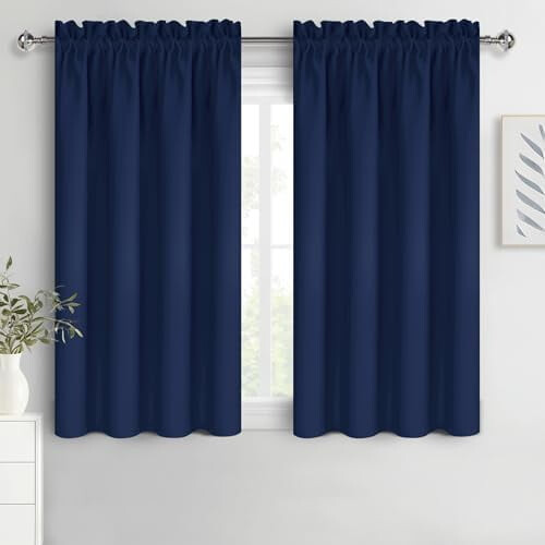 Cortinas térmicas blackout azul marinho 42x45 polegadas (107x114 cm) - 2 painéis