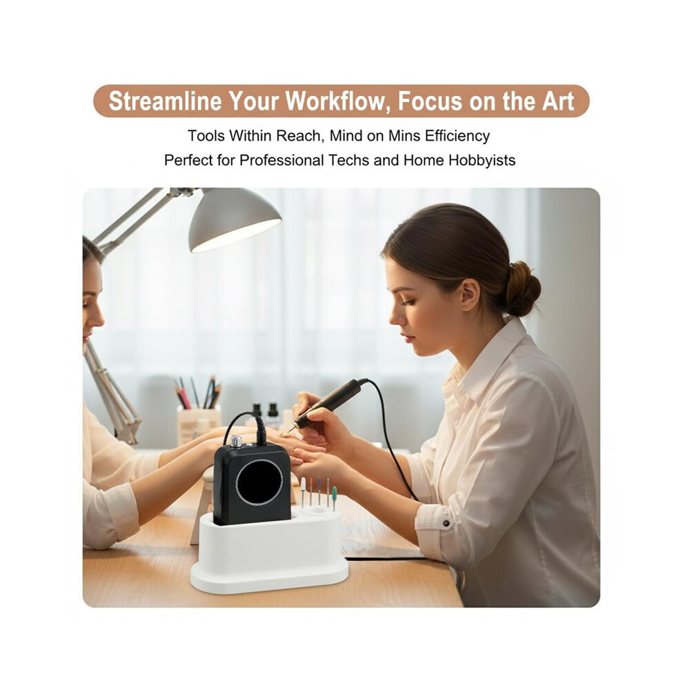 Nail Drill Stand & 8-Bit Organizer Universal Desktop Storage Holder for E-File Machines and Grinding Bits, Compact Case