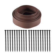 16.5 Ft Landscape Edging Kit, Brown Garden Edging Border with 20 Edging Stakes, Landscaping Edging Roll for Flower Bed