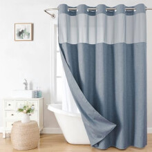 Duschdraperiset i linne med foder blågrå 180x223 cm