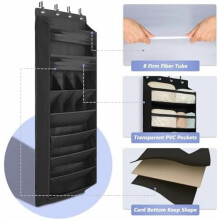 Organizzatore per scarpe da appendere alla porta, nero, 8 ripiani, tasche profonde 68 pollici