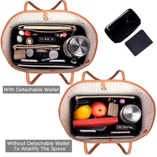 Handbag Organizer Insert Black Zipper Closure 2