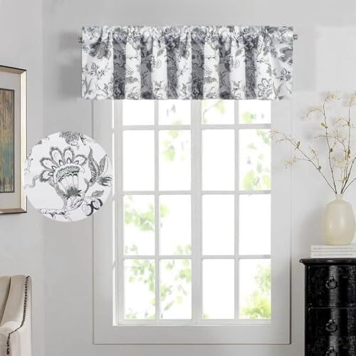 Cortina blackout floral verde antigo de 52x18 polegadas 1