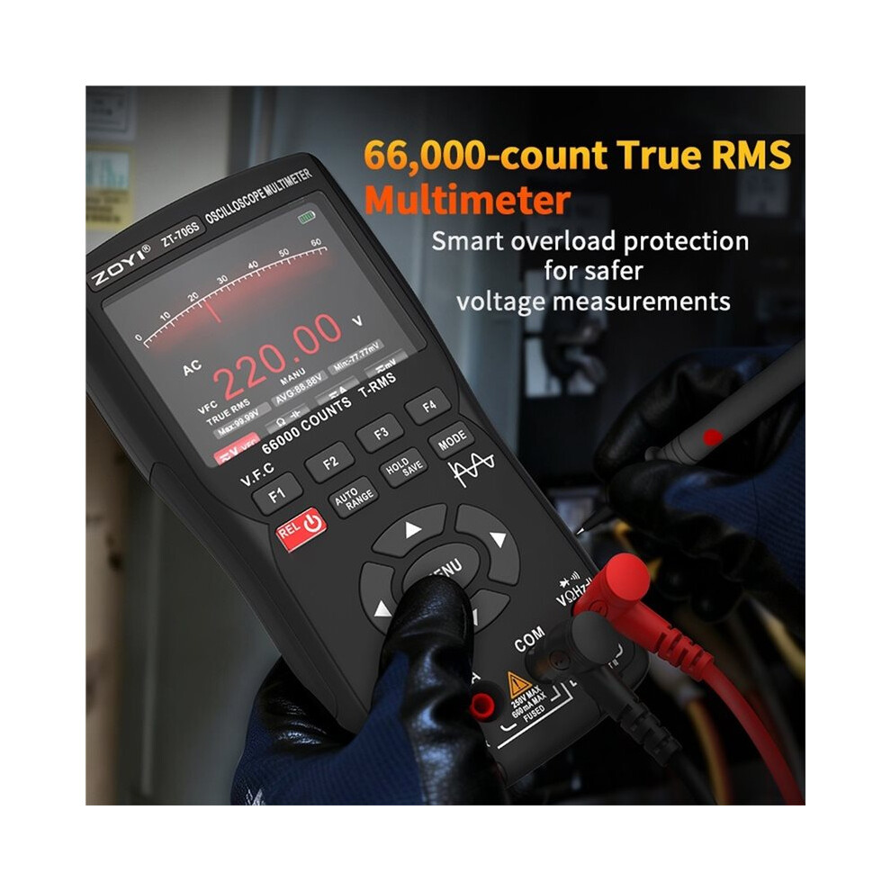 Zoyi Zt-706S 3-In-1 Automotive Oscilloscope Multimeter, True Rms With Waveform Generator, For Vehicle Repair And Electr Black 6032695506073