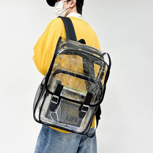 Zaino trasparente in PVC con scomparto per laptop da 15,6".