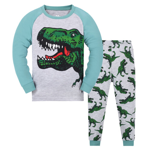 Completo pigiama in cotone per bambini con dinosauri, 2 pezzi