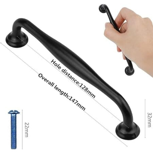 Kitchen cabinet handles black 128 mm 10-pack 2
