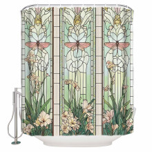 Grønt vintage dusjforheng i farget glass 152 x 182 cm