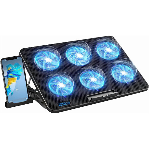 Base de resfriamento para laptop com 6 ventiladores silenciosos para laptops de 12 a 17 polegadas.