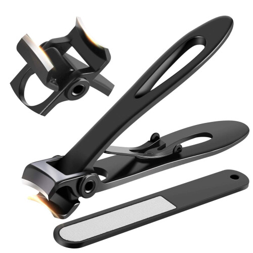Nagelknipser aus Edelstahl, robust, breite Backe, schwarz