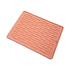 Tapete de silicone para secar louça, resistente ao calor, antiderrapante, rosa.