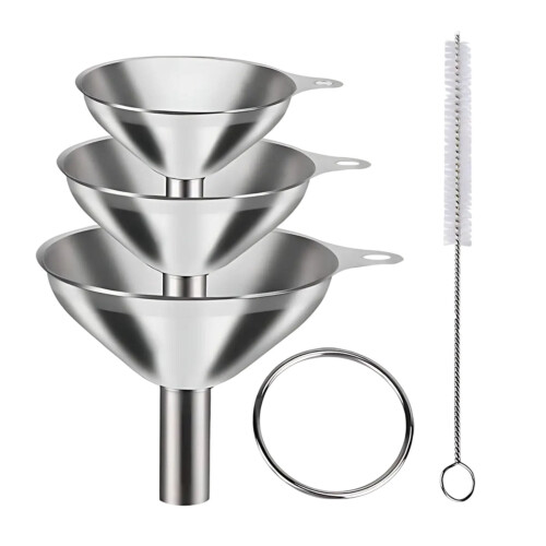 Küchen-Trichter-Set aus Edelstahl, lebensmittelecht, 4 oder 5-teilig