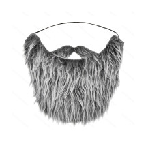 (Off-white) [Santa Claus Beard] Santa Claus Cosplay Beard - 3 Colors (White, Grey, Brown) Classic Handlebar Beard For Christmas, Halloween