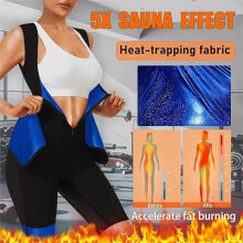 Women'S 4-in-1 Sauna Suit: Sweat Suit, Waist Trainer, Vest, Full Body Jumpsuit for Workout L
