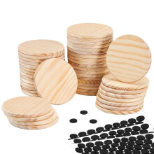 46Pcs Unfinished Wood Coasters-4" Unfinished Natural Wood Slices for Crafts Round with Non-Slip for Wedding Decoration