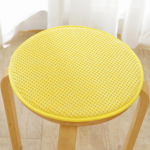 Coussin de tabouret rond jaune floqué 30 cm