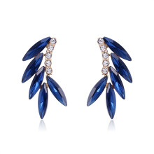 Brincos de Liga Vintage de Cristal GeoméTricos Brincos de Arco Semicircular para Mulheres Estilo Azul