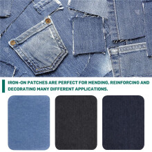 Iron Denim Patches For Clothing Jeans 12 Pcs, 3 Colors (4.9 inch X 3.7 inch)