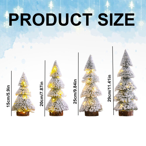 Mini Christmas Trees Set Bottle Brush Flocked 4 Pcs 2