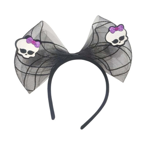 Dames Halloween haarband met strik en mesh, one size