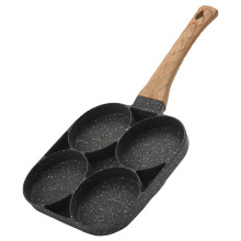 PoêLe à Oeufs AntiadhéSive à 4 Grilles 2 en 1 PoêLe à Frire DiviséE Pancake Omelette Pan Maifan Stone