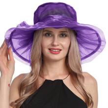 Pălărie de soare vintage pentru femei, cu plasă florală, cu bor larg