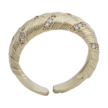Anillo abierto chapado en oro/plata, de cobre trenzado con circonitas, para mujer.