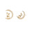 Crescent Moon Deer Stud Earrings Gold Tone with Crystals 1