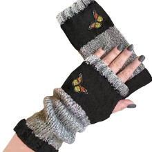 Damen-Fingerlose Touchscreen-Handschuhe, warm gestrickt, 8,7 x 3,9 Zoll